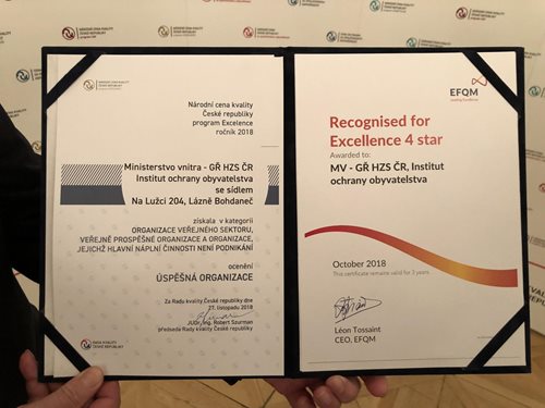 Národní cena kvality ČR pro Institut ochrany obyvatelstva