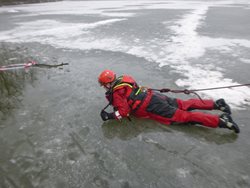 Pes se při venčení propadl ledem do rybníka a topil se. Po vytažení pes nedýchal,hasiči jej museli resuscitovat. 