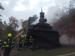 Požár dřevěného kostela sv. Michaela