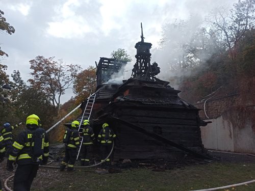 Požár dřevěného kostela sv. Michaela