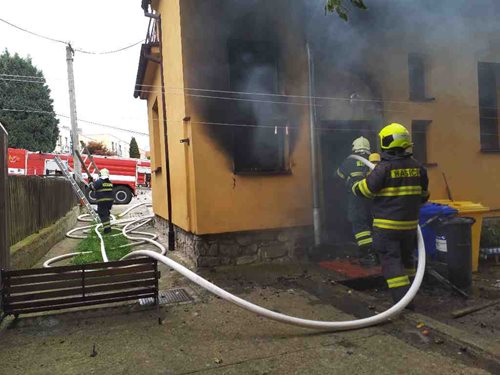 Z domu hasiči zachránili seniorku a psa