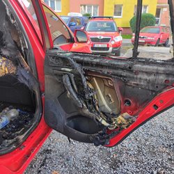 Požár osobního auta v Rumburku