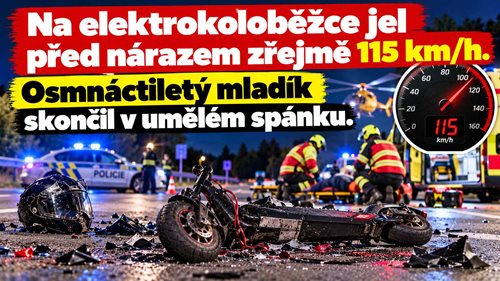 Na elektrokoloběžce jel před nárazem zřejmě 115 km/h. Osmnáctiletý mladík skončil v umělém spánku