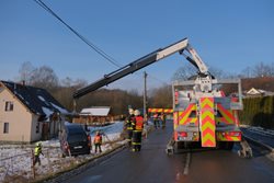 Moravskoslezští hasiči zasahovali ve čtvrtek ráno u deseti nehod kvůli počasí