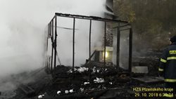 Požár chaty u Chudenína