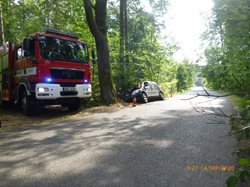 Dopravní nehoda osobního auta u Srbské Kamenice