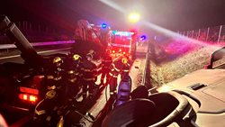Nákladní automobil převážející skot zablokoval dálnici
