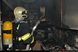 Při požáru v bytě v Praze 8 hasiči zachránili dvě dospělé osoby, dítě, dvě kočky a psa