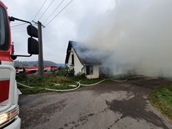 Požár v zemědělském družstvu v Kunvaldu