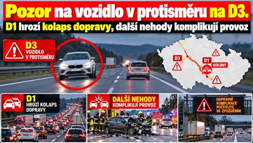 Dopolední doprava 20. října: Vozidlo v protisměru, kolony na D1 a nehody v několika krajích