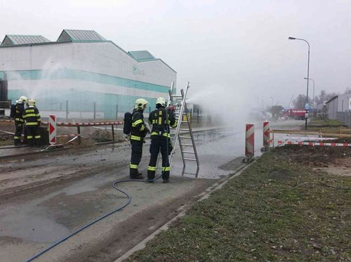 Únik zemního plynu v Průmyslové ulici v Olomouci