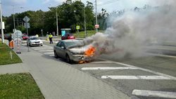 Požár osobního auta v Brně-Kohoutovicích