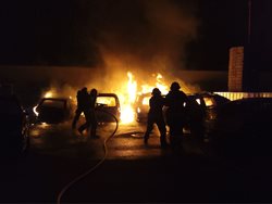 Požár vozidel v Brně