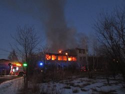 Požár bývalého skladu v Unčovicích