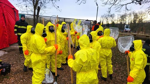 Rozsáhlá nákaza si vynutila likvidaci chovu: Hasiči pracují v extrémních podmínkách