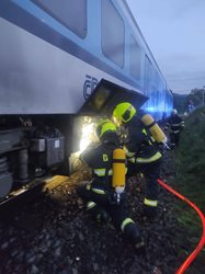 Požár vlaku v Dolních Habarticích