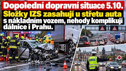 Ranní dopravní situace: Po střetu auta s nákladním vozem probíhají záchranné práce, Jižní spojka má neprůjezdný pruh