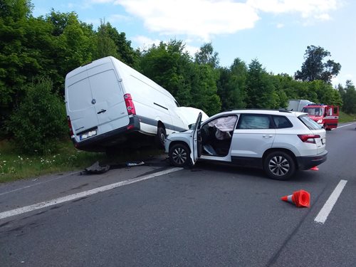 Zablokovaná silnice I. třídy u Semic