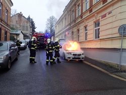 Požár osobního auta v Jablonci nad Nisou