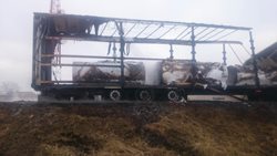 Požár nákladního vozidla na D46 – Želeč.