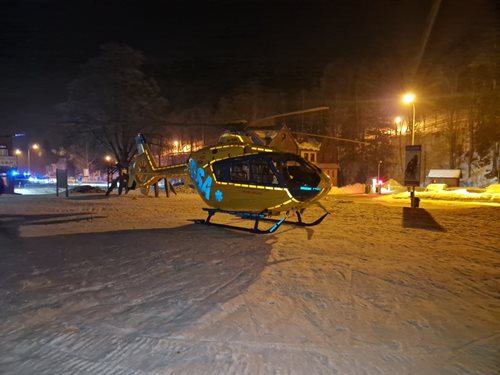 Požár maringotky u hotelu na krkonošské sjezdovce