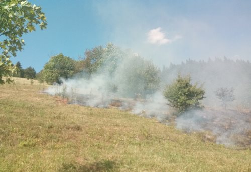 Požár louky uhasili dobrovolní hasiči s vhodnou technikou do terénu