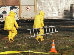 Cvičení zásah na požár a únik nebezpečné látky z železničního vagonu