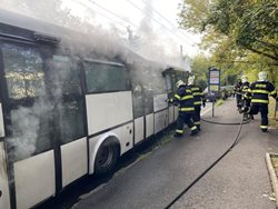 Požár autobusu v Teplicích