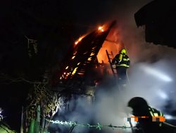 Požár chatky v Uherském Brodě