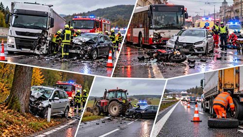 Nehoda autobusu s autem způsobila kolony. Na dálnici D35 se střetl kamion s osobním vozem