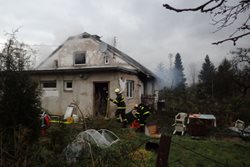 Požár rodinného domku v Mostech u Jablunkova